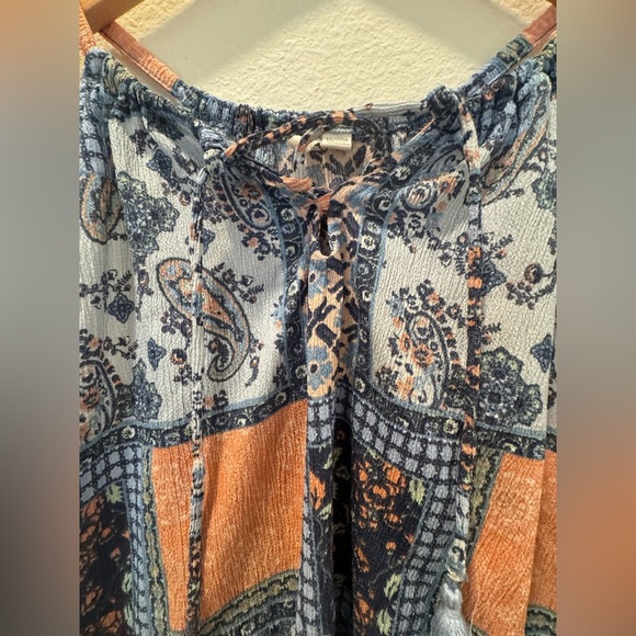 Cato Paisley Patchwork Tank Top - Blue and Orange - Picture 2 of 4